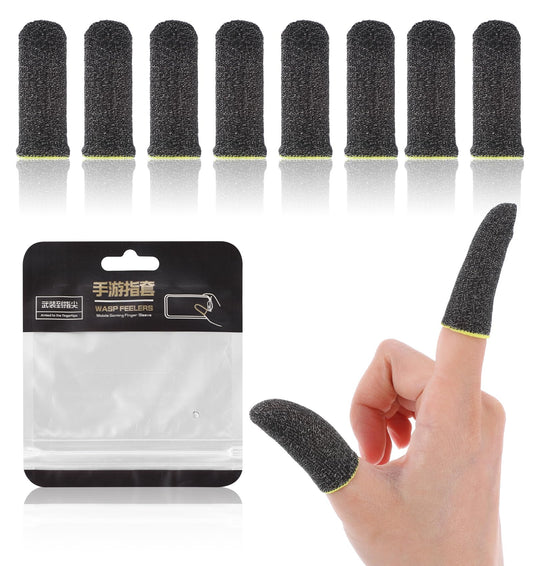 Gaming Thumb Sleeve, 4 Pairs Ultra-thin 0.01" Finger Sleeves for Gaming - Anti-slip & 360 Touchscreen Sensitive Thumb Sleeves, Finger Gloves for Gaming Anti-sweat & Prevents Cold Fingers (Black)