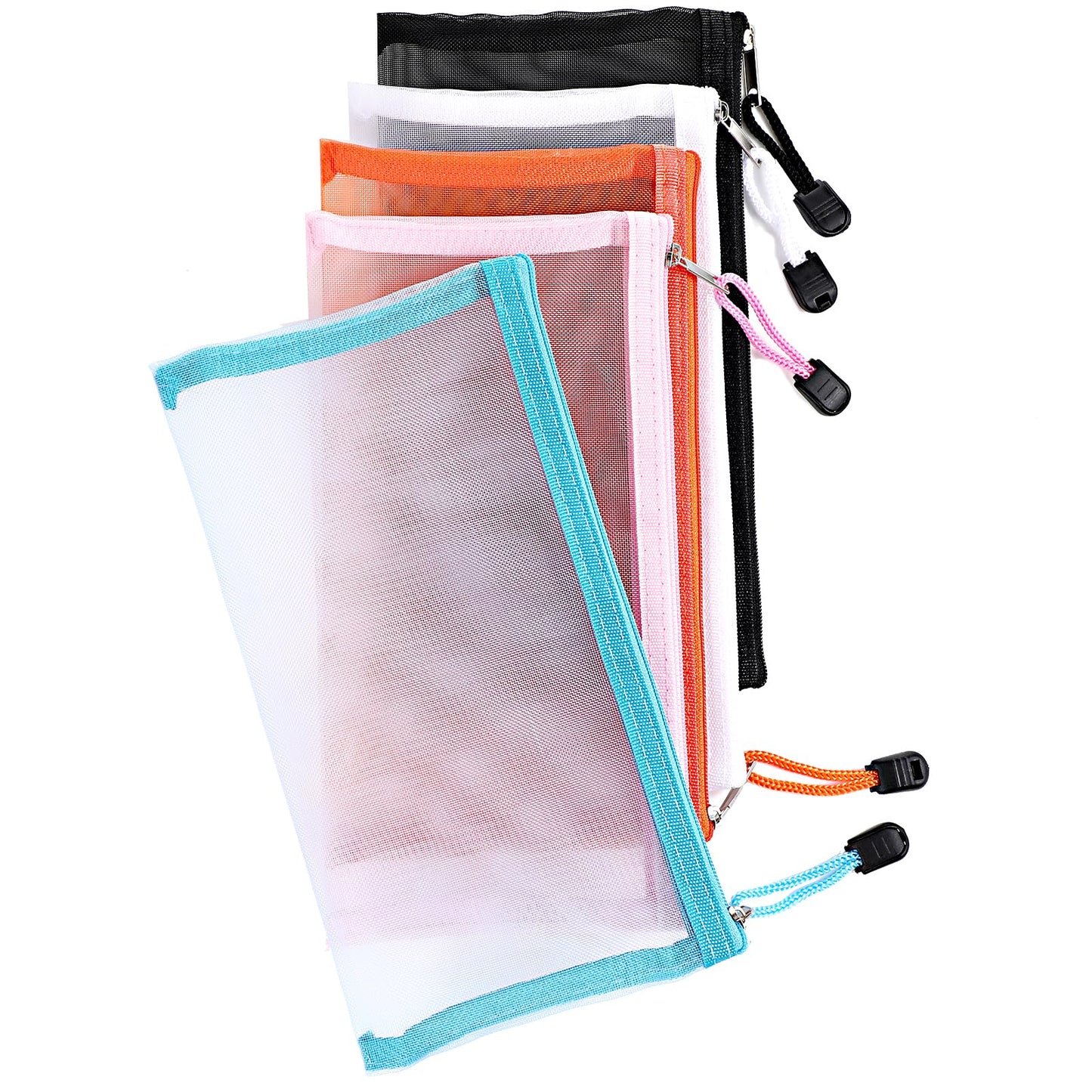 Oruola 5pcs Mesh Zipper Pouch,Colorful Mesh Bags with Zipper,Pencil Pouches,8.6 x 4.5 Mesh Zipper Pouch Bags,Mesh Makeup Bag for Beauty Makeup Lipstick Cosmetic Accessories,Clear Mesh Travel Pouch