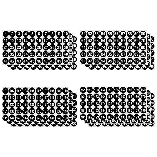 Oruola 12pcs Number Stickers,1 to 200 Consecutive Number Stickers(3 Sets),Self-Adhesive Number Stickers for Classroom,Indoor Outdoor,Storage,Organizing,Boxes,Bins,Toolbox,Locker (Diameter 1 in)