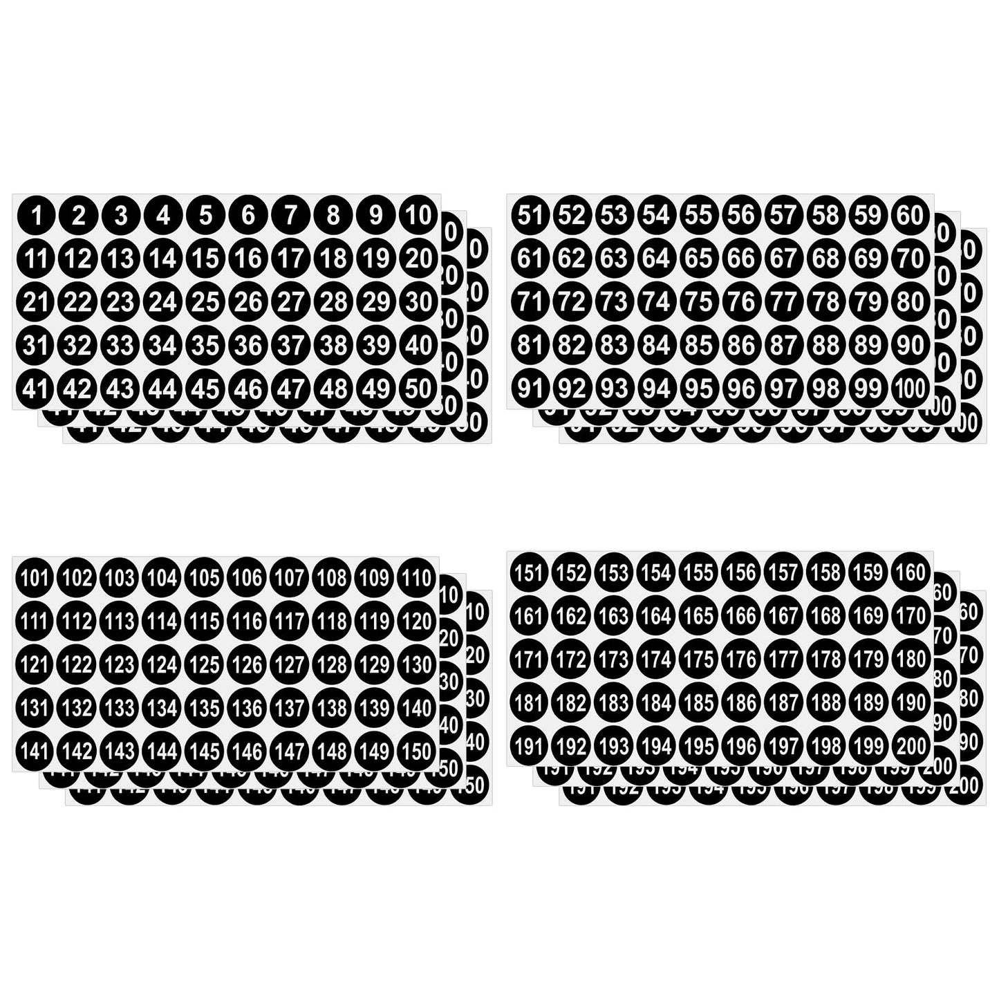 Oruola 12pcs Number Stickers,1 to 200 Consecutive Number Stickers(3 Sets),Self-Adhesive Number Stickers for Classroom,Indoor Outdoor,Storage,Organizing,Boxes,Bins,Toolbox,Locker (Diameter 1 in)