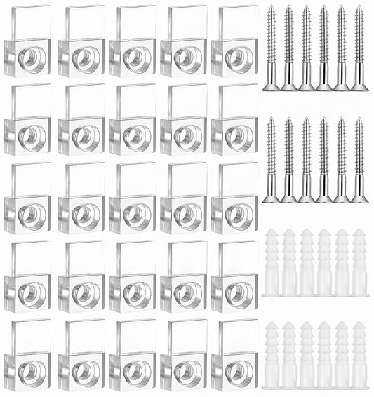Mirror Holder, ValueBargain 40 Pack Mirror Mounting Clips Wall Installation Clear Plastic Clips for Easy Installation, Suitable for Heavy Duty Glass Hanging and Secure Fastening