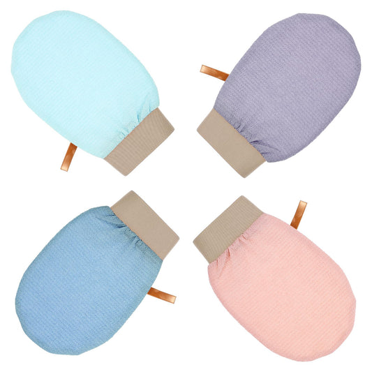 Classicseali Pack of 4 Exfoliating Gloves, Unisex Hamam Gloves for All Skin Types, Exfoliating Glove, Kessa Glove to Promote Blood Circulation and Removal of Skin Flakes, Multicoloured