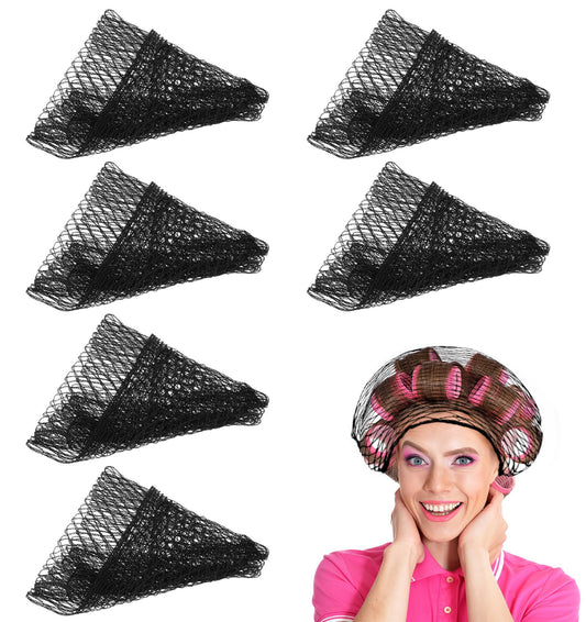 Hair Nets for Women, 6 Pcs Hair Nets for Sleeping In, Breathable Reusable Triangular Hairnet for Salon Home Styling, Curl Setting, Securing Hairs, Drying, (90 X 90 X 145 Cm)