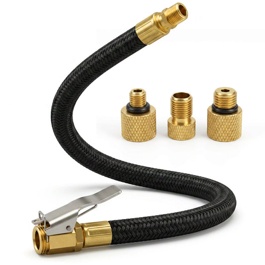 Thrymme 4Pcs Tyre Inflator Adaptor, 30cm Presta Valve Adapter High-Pressure