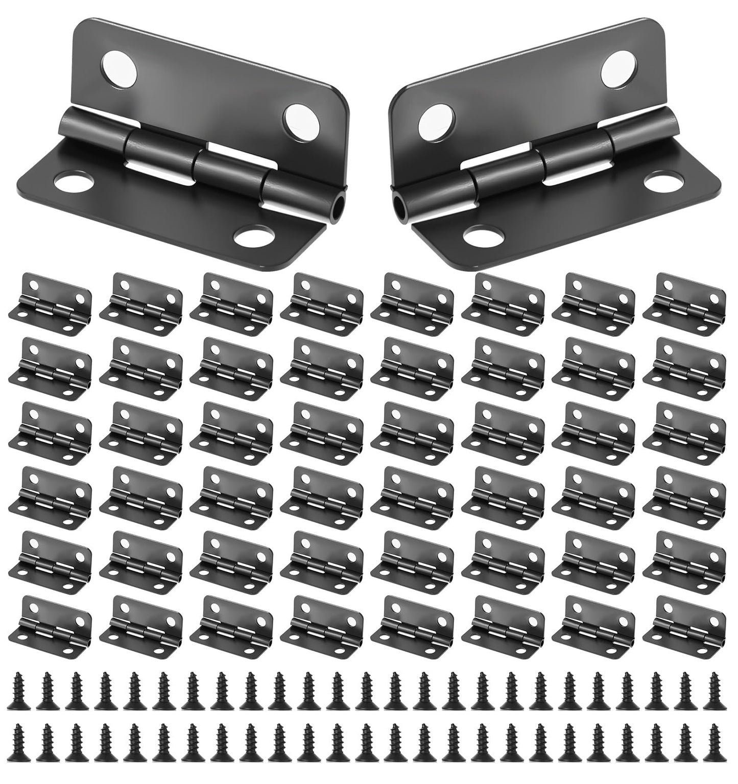 Black Small Butt Hinges with Screws, Stainless Steel Folding Butt Hinges with Screws, Suitable for Jewelry Box Cabinet and Lightweight Craft Projects
