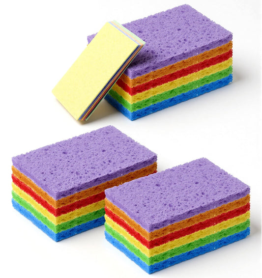 18PCS Kitchen Sponges, 6 Color Assorted Cellulose Sponges for Dish Washing
