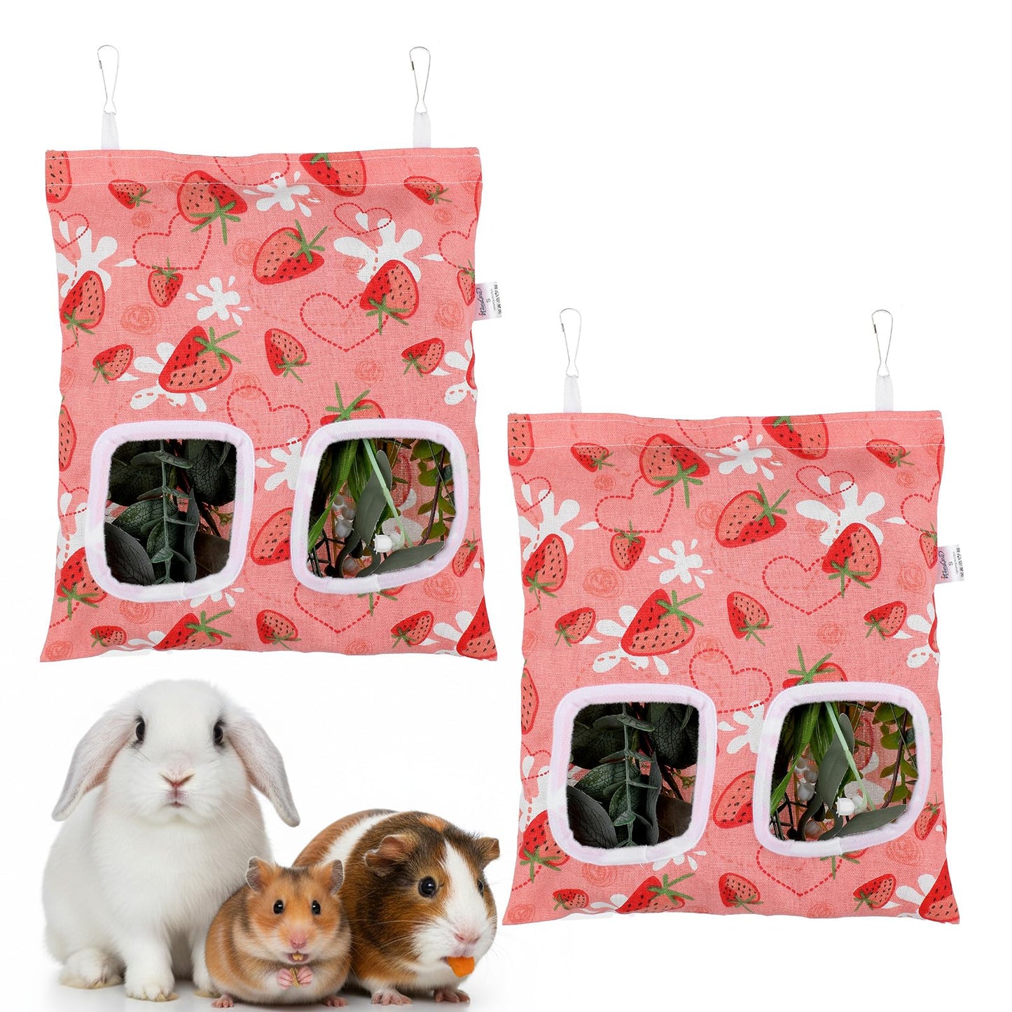 Elegaperma 2pcs Hay Bag for Rabitts,2 Hole Hanging Hay Feeder