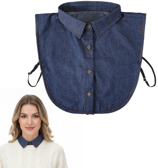 FRCTLNKG Faux collar Women, False Collars for Ladies, Detachable Shirt Collar for Women & Girls, Adjustable & Reusable Fashion Accessory, Blue