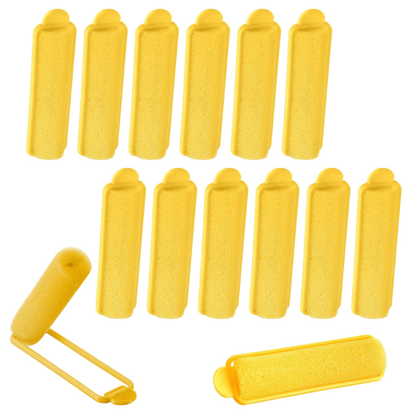 Oruola 14pcs Foam Hair Rollers,2.67 In Hair Rollers to Sleep In,Heatless Curlers for Fine Thin Hair,Sponge Rollers for Hair,Soft Hair Rollers for Hair Styling,Long Short Hair Ladies Children (Yellow)