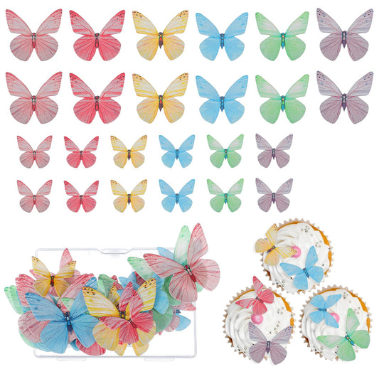 Guduling 72 Pcs Butterfly Cake Topper,3 Sizes Butterfly Cake Decorations,Mix Colors Butterflies for Cakes for Wedding Birthday Party Cupcakes Decorations