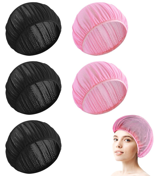 Hairnets for Sleeping in, 6 Pcs 28 cm Breathable Reusable Hairnet for Women Sleeping (Black & Pink)