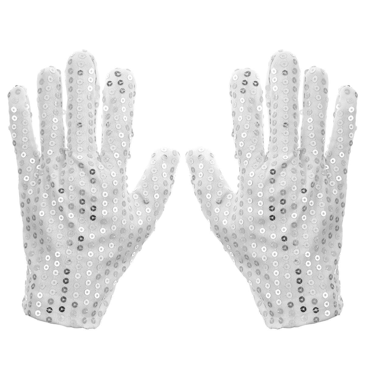 Elegaperma 1 Pair Glitter Gloves White Sequin Gloves One Size