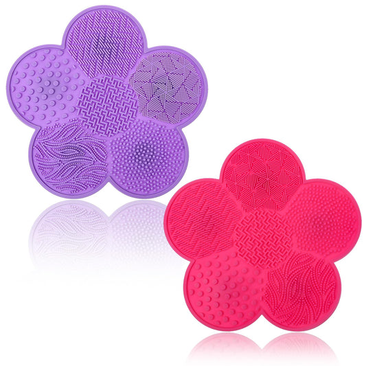 Elegaperma 2 pcs Brush Cleaner Makeup, Double-Sided Makeup Brushes Cleaner Mat Makeup Brush Cleaner Pad with Silicone for Home and Travel Use