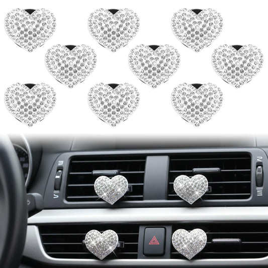 Elegaperma 9 Pcs Car Interior Decoration Car Heart Vent Clip Interior Decoration Clip for Car Interior Office Home Decoration (White)