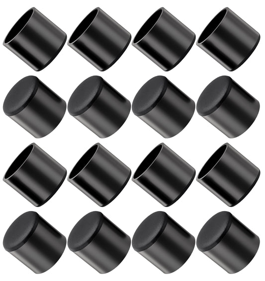 16 Pcs Chair Leg Protectors, 3/4 Rubber Cap, Rubber Caps for Metal Legs, Black Round Chair Table Leg Covers, Anti-Slip Furniture Foot Protectors(19mm)