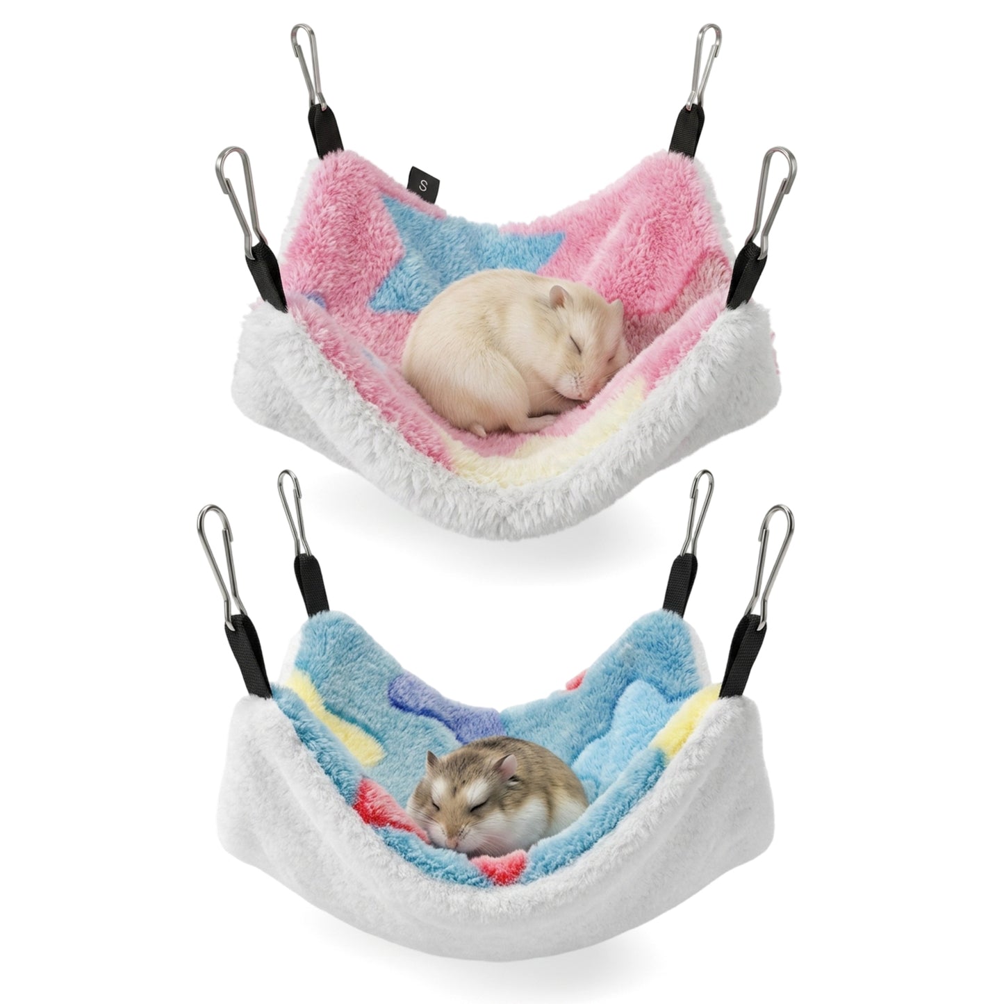 Classicseali 2 Pack Rat Hammock,Guinea Pig Hammock for Cage with Hooks,Small Animal Hammocks for Rats, Squirrels, Sugar Gliders, Guinea Pigs, Hamsters and Other Small Animals,7.87 x 7.87 IN