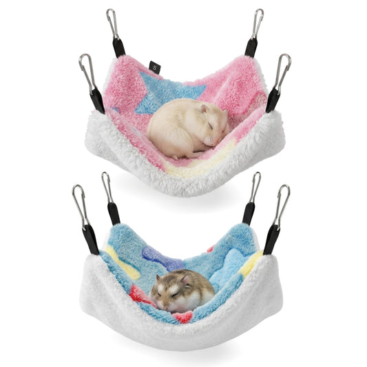 Classicseali 2 Pack Rat Hammock,Guinea Pig Hammock for Cage with Hooks,Small Animal Hammocks for Rats, Squirrels, Sugar Gliders, Guinea Pigs, Hamsters and Other Small Animals,7.87 x 7.87 IN