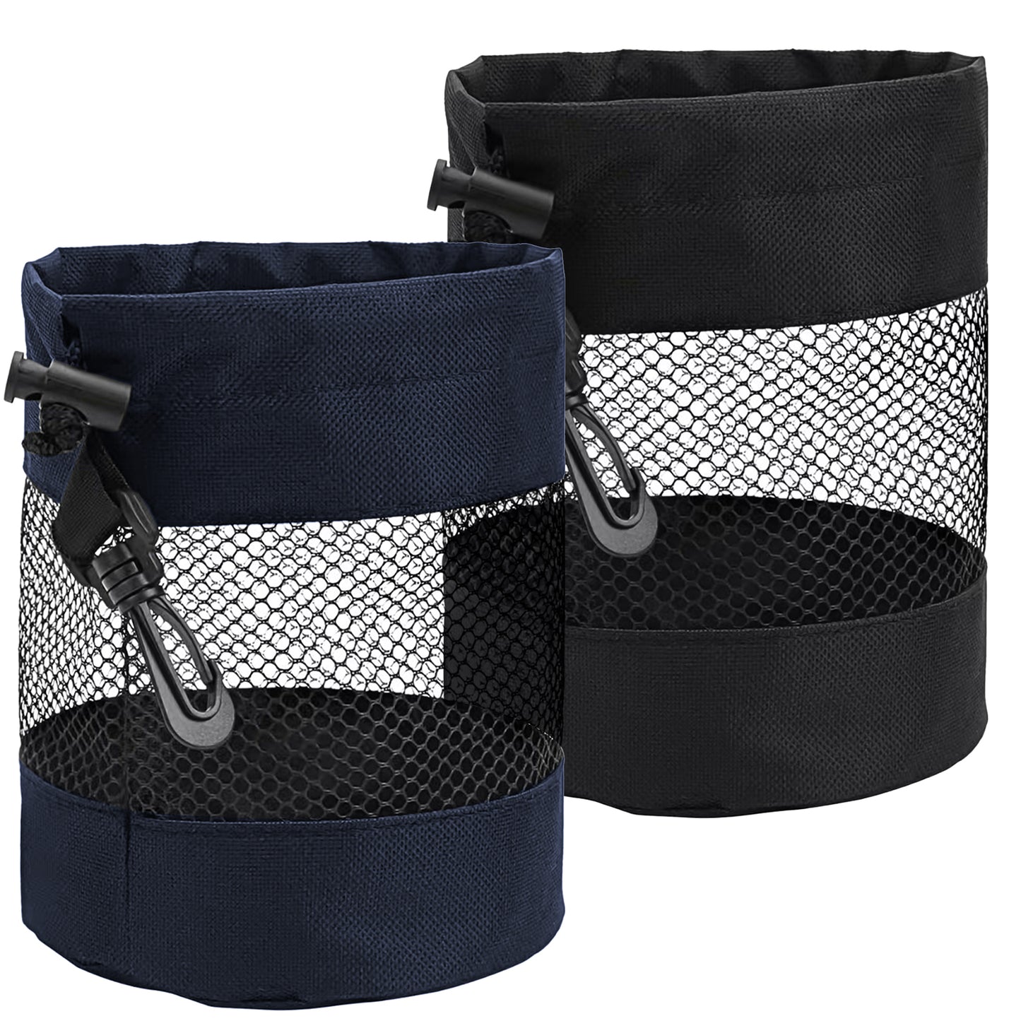 Classicseali 2pcs Golf Ball Bag,Multifunctional Golf Ball Pouch, Nylon Mesh Golfs Balls Bag, Suitable for Table Tennis Balls, Children's Toy Storage, and Diving, Black,Navy Blue