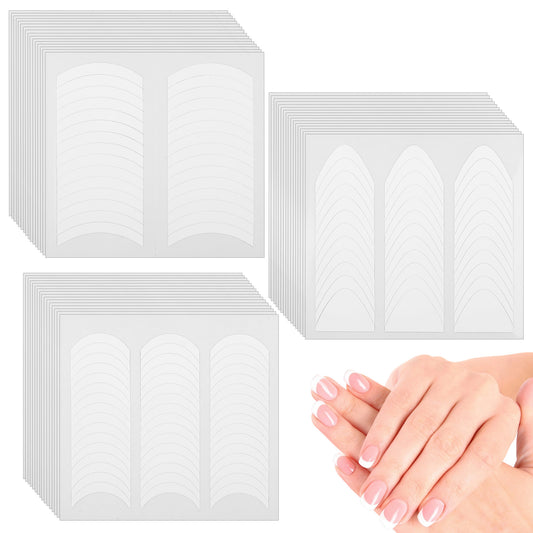 Elegaperma 1824Pcs French Nail Stickers, Art French Tip Sticker, Frenchs Tip Nail Guides, White Self-Adhesive Nails Tips Stickers, for Aily Wear, or Group Manicures, DIY Frenchs Tips Guide(3 Shapes)