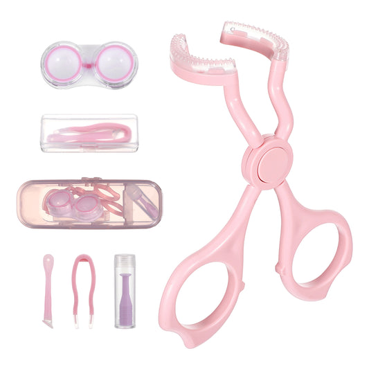 Contact Lens Applicator Set, Portable Contact Lens Remover Tool,Eye Contact Tool with Storage Case, Plastic Contact Lens Insertion & Removal Kit for Travel,Pink