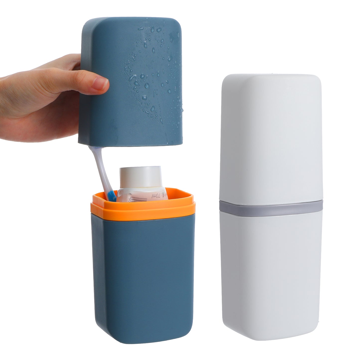 Classicseali 2PCS Travel Toothbrush Case, Portable Toothbrush Case Travel, PP Sealed Cover Tooth Brush Cases, for Home, School, Camping, Business Travels, Bathroom, White, Dark Green