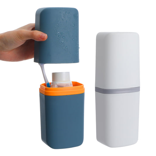 Classicseali 2PCS Travel Toothbrush Case, Portable Toothbrush Case Travel, PP Sealed Cover Tooth Brush Cases, for Home, School, Camping, Business Travels, Bathroom, White, Dark Green