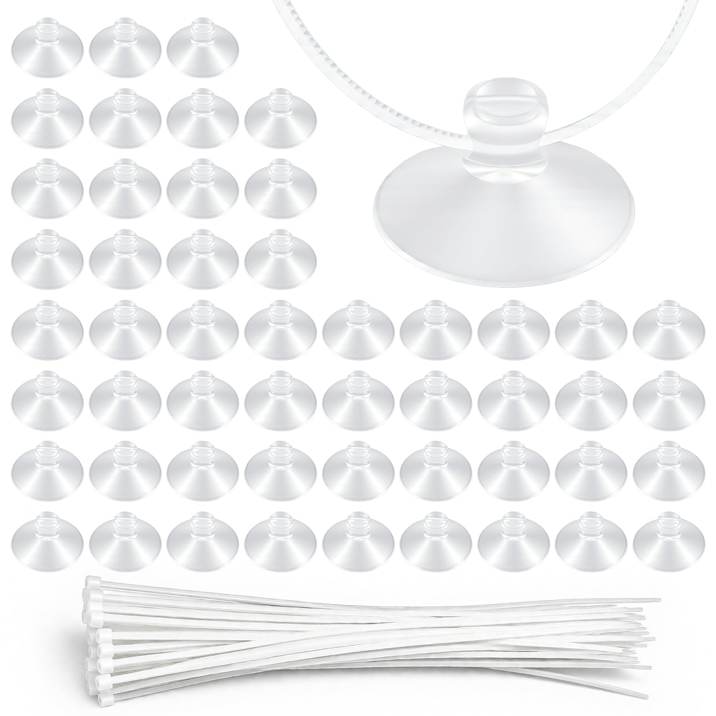 guduling 50 PCS Suction Cups for Aquarium,25mm Fish Tank Suction Cups,Aquarium Suctions Cup Clips and 50 PCS Adjustable for Air Tubes, Moss, Fish and Shrimp Nests, Plants