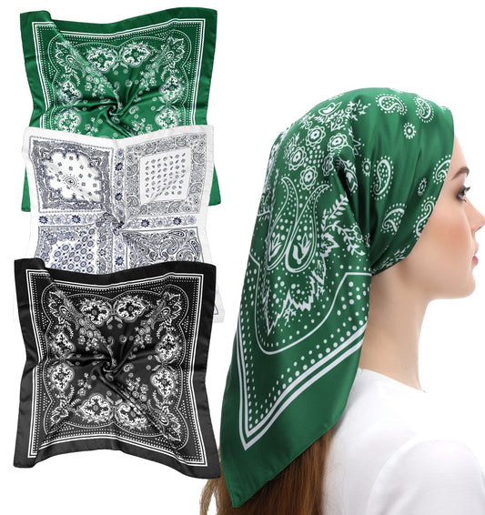 3 Pcs Large Bandana, Bandana Scarf Head Scarves, Square Shawl Wraps for Women, Soft & Breathable, Versatile for Hair, Neck & Shoulders