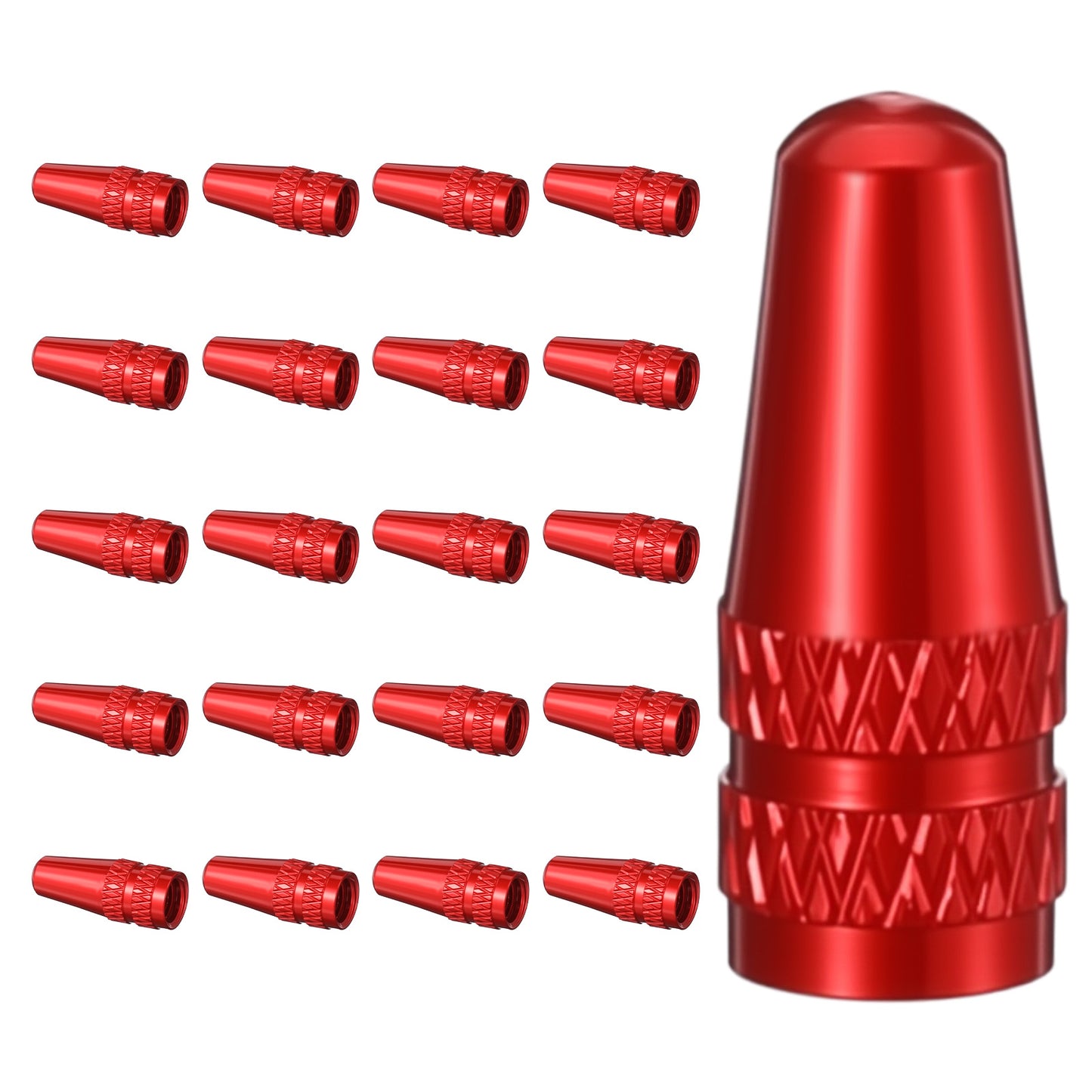 Classicseali 20pcs Presta Valve Caps, Aluminum Alloy Presta Valve Cap, Corrosion Resistant, Screw-On Universal Stem Covers for Bikes, Bike Valve Caps for MTB Road Racing Bicycle, Red