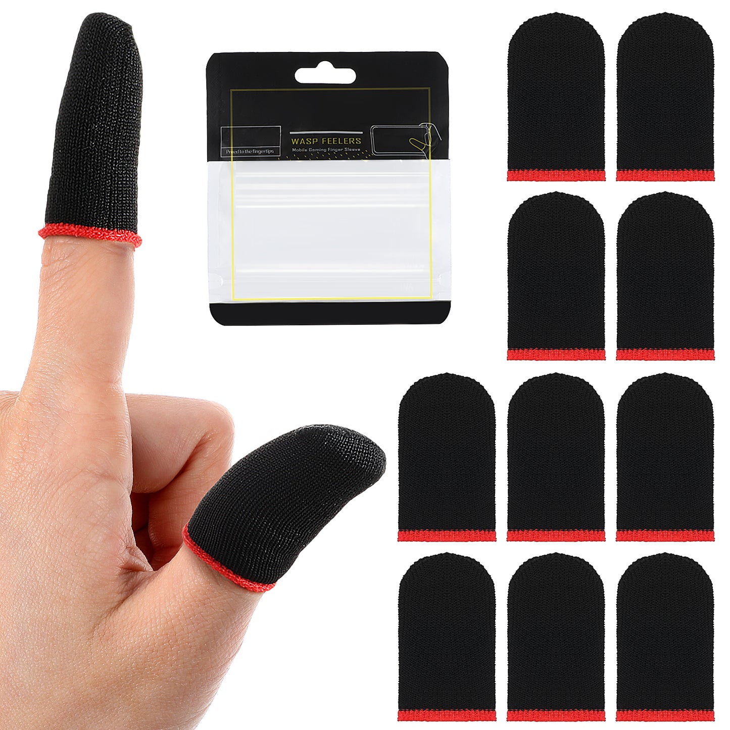 Oruola 10 pairs Finger Sleeve for Gaming,Carbon Fiber Gaming Finger Sleeves,Ultra Thin Finger Covers,Breathable and Sweat-wicking Gaming Thumb Sleeve Fit All Touchscreen Devices,Black