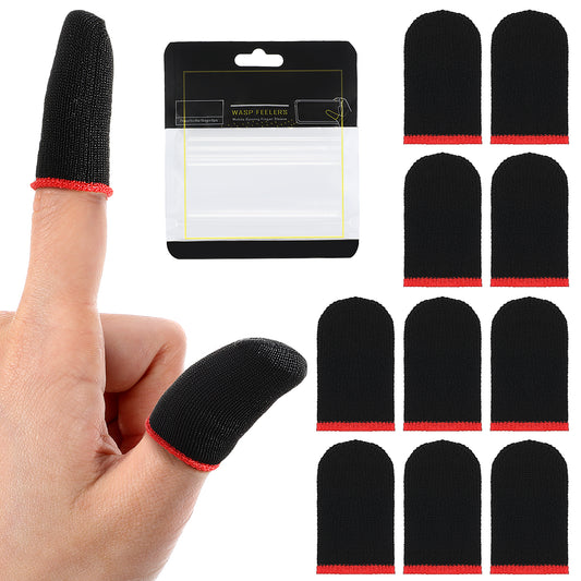 Oruola 10 pairs Finger Sleeve for Gaming,Carbon Fiber Gaming Finger Sleeves,Ultra Thin Finger Covers,Breathable and Sweat-wicking Gaming Thumb Sleeve Fit All Touchscreen Devices,Black