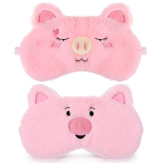 Guduling 2 Pcs Sleep Masks for Kids,Comfortable Kids Sleep Masks Girls,Pig Pattern Kid Eye Mask for Sleeping,Sleeps Mask Plush Blindfold Satin for Women Men Travel Nap