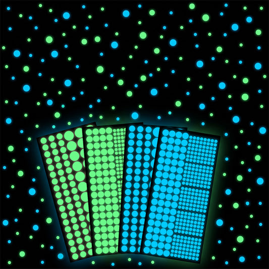 Classicseali 828 Pcs Glow in The Dark Stickers,Glow in the Dark Wall Stickers with 3D Green and White Dots,Glows in the Darks Ceiling for Kids Bedding Room Birthday Gift Ceiling Decor