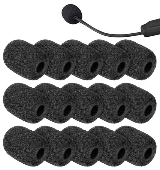15 Pcs Microphone Foam Cover, Microphone Cover Black Noise Filter