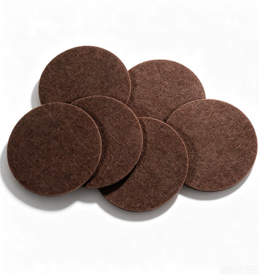 6 Pack Round Furniture Felt Pads, 90mm Self Adhesive Felt Pads for Chair Legs & Sofa Feet, Large Round Floor Protectors for Hardwood Floors & Laminate, Coffee Brown