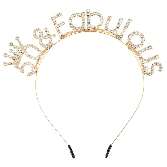 guduling 50th Birthday Tiara for Women,Elegant Rhinestone 50th Crown with 50" Charm, Party Birthdays Tiara, Happy Birthday Decorations