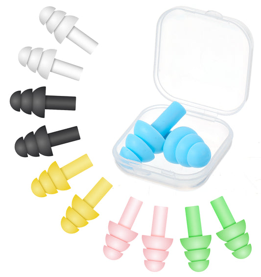 6 Pair Ear Plugs for Sleeping, Reusable Soft Silicone Ear Plugs Noise Cancelling Sleep Earplugs Comfortable Fit for Side Sleepers, Deep Sleep in Travel & Airplane, Multicolored 12Pcs