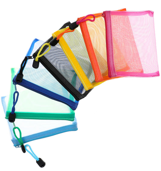 Small Mesh Zipper Pouch, 7Pcs Mesh Pencil Case Mini Travel Zipper Pouches, Clear Makeup Travel Cases, Multipurpose Pencil Case