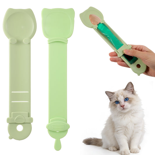Classicseali Cat Treat Spoon, Cat Squeeze Treat Spoon, Churu Spoons for Puree and Delectables Bisque Lickable Wet Cats Treats, 2Pcs Pet Food Dispenser for Puppies Small Pets,Green