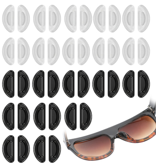 20 Pairs Glasses Nose Pads, Adhesive Silicone Nose Pads for Glasses, 3.5 mm Universal Anti Slip Replacement Nose Pad for Eyeglasses, Sunglasses, Reading Glasses (Black & White)