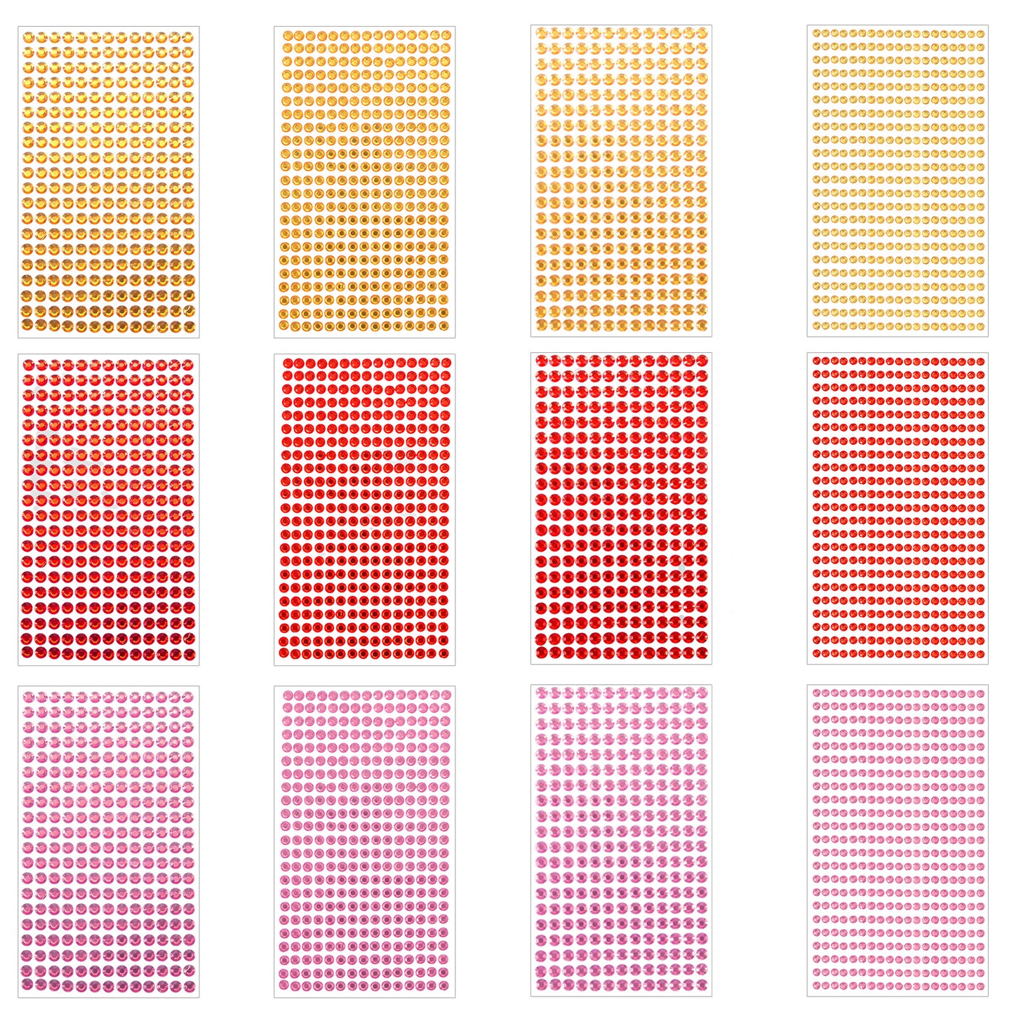 Guduling 5376pcs Self Adhesive Gems, Sticker Gems, Sticky Gems, Suitable for Face, Nail Art, Body Makeup, Holiday Decoration, DIY Yellow, Pink, Red
