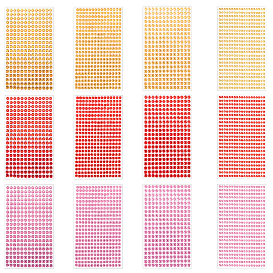 Guduling 5376pcs Self Adhesive Gems, Sticker Gems, Sticky Gems, Suitable for Face, Nail Art, Body Makeup, Holiday Decoration, DIY Yellow, Pink, Red