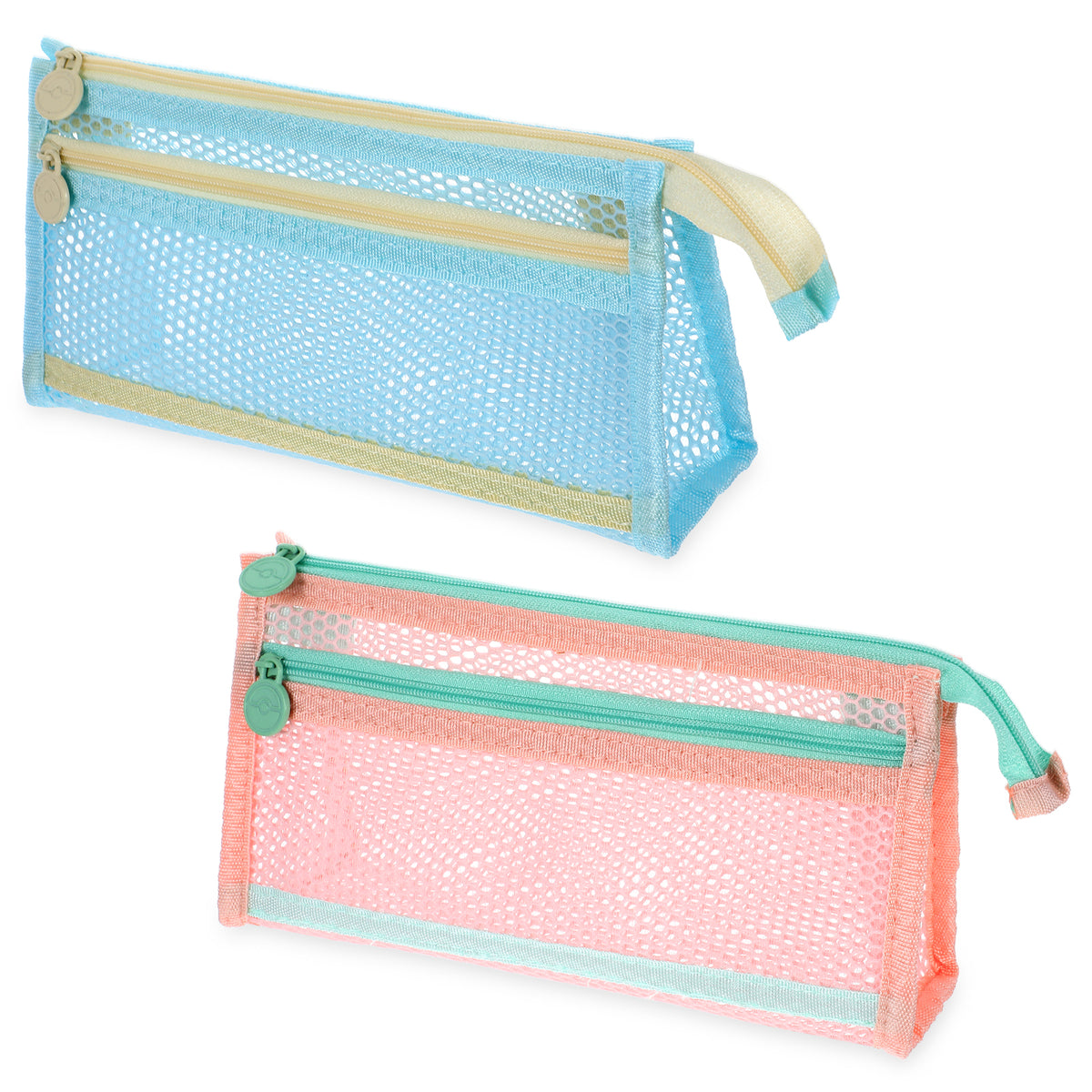 Guduling 2pcs Mesh Makeup Bag,Mesh Zippered Pencil Pouches Cosmetic Bag