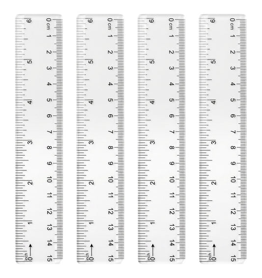 4 Pack Ruler 15cm, Clear Ruler Straight Measuring Tool