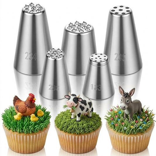 5 Pcs Flower Piping Nozzles, Piping Tips for Frosting, Cupcakes & DIY Baking Supplies (Silver)