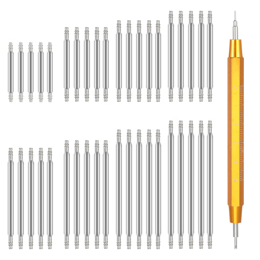 Classicseali Watch Band Pins Replacement Kit, Spring Bar Tool with 40pcs Stainless Steel Watch Pins - Durable Watches Band Pin for Easy Adjustment (8 Sizes)