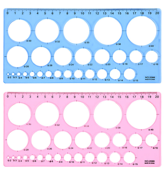 2 Pcs Circle Template for Drawing, Multi-Function Plastic Circle Stencil