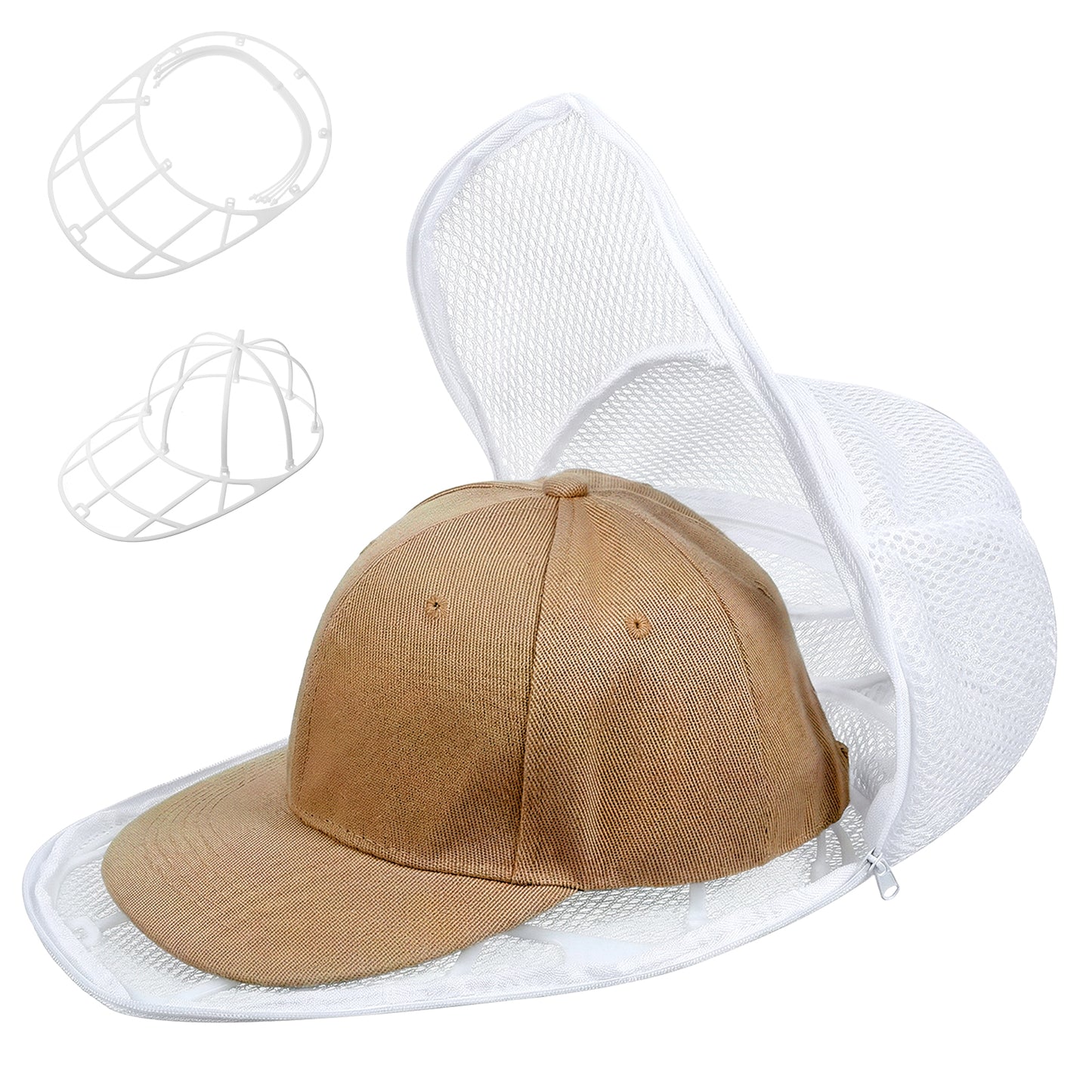 Elegaperma 2pcs Hat Washing Bag, Sturdy ABS Frame & Mesh Hat Washer Cage for Machine Laundry, Secure Hat Washer and Shape Protector for Baseball Caps