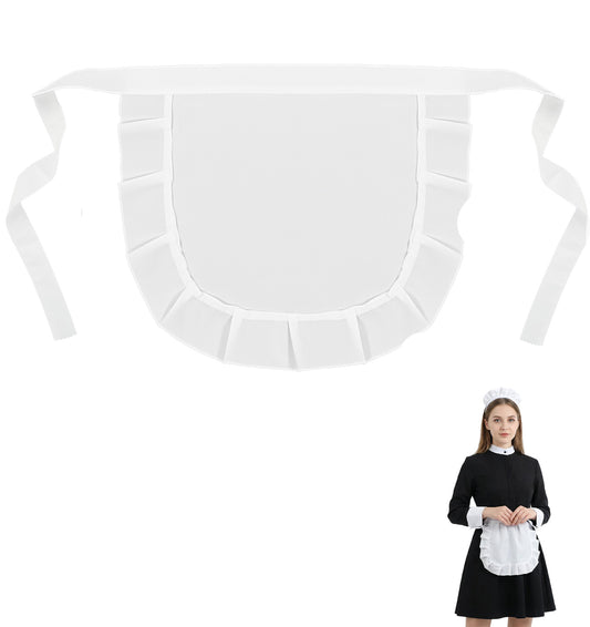 Thrymme Maid Apron, 37x30 Cm Half White Aprons for Women with Ruffle