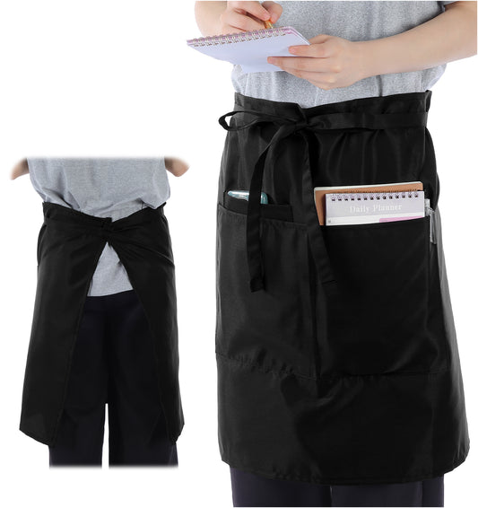 ValueBargain Waitress Apron, 86 x 55 cm Waitress Apron with Pockets for Restaurant Staff, Water Resistant Polyester Design